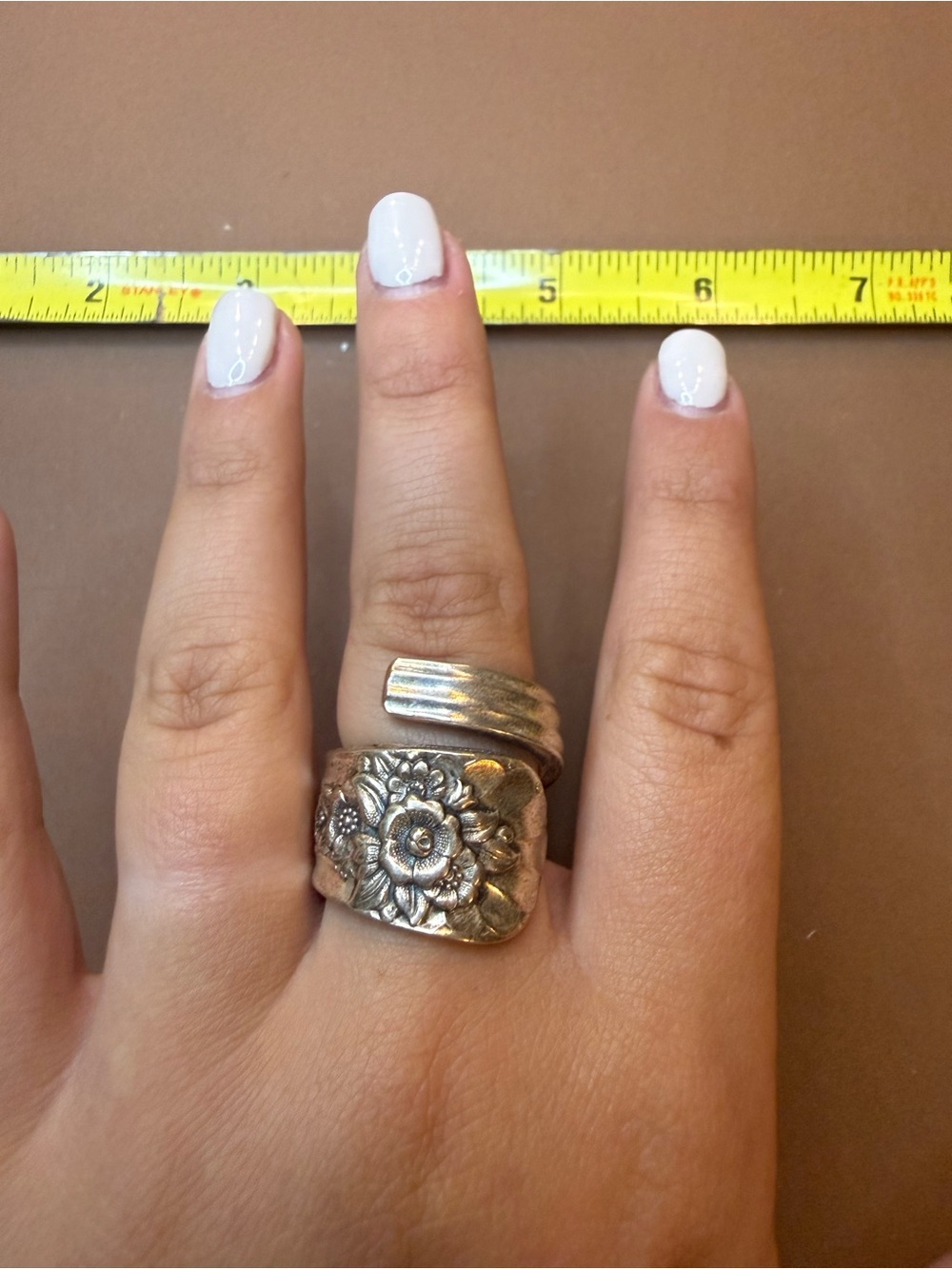 Silver Floral Adjustable Spoon Ring - Women Jewelry